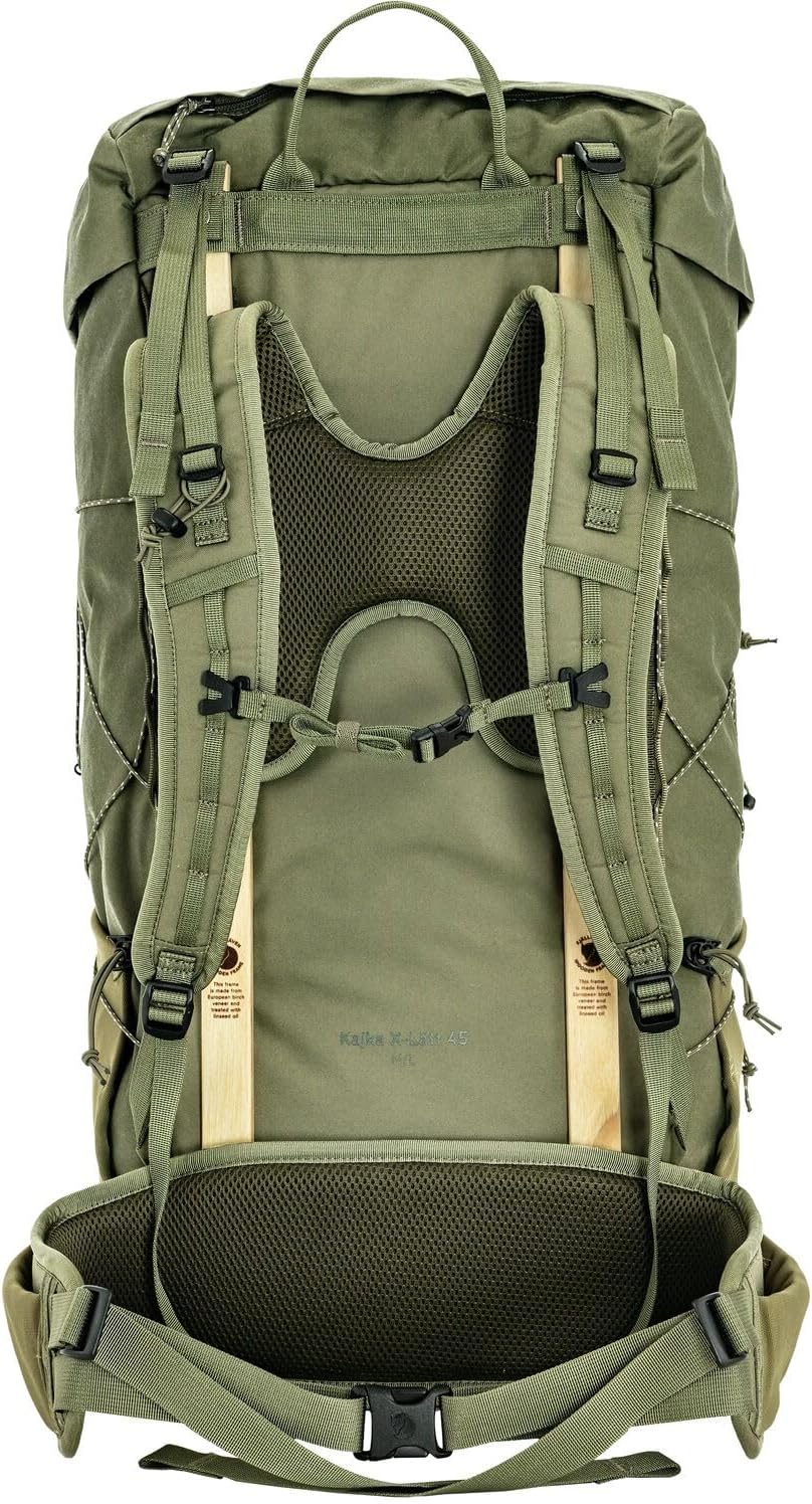 Fjällräven Kajka X-Latt 45 Trekking Backpack - Lightweight Expedition Pack, Adjustable Suspension - Hiking, Backpacking, Green, Small/Medium