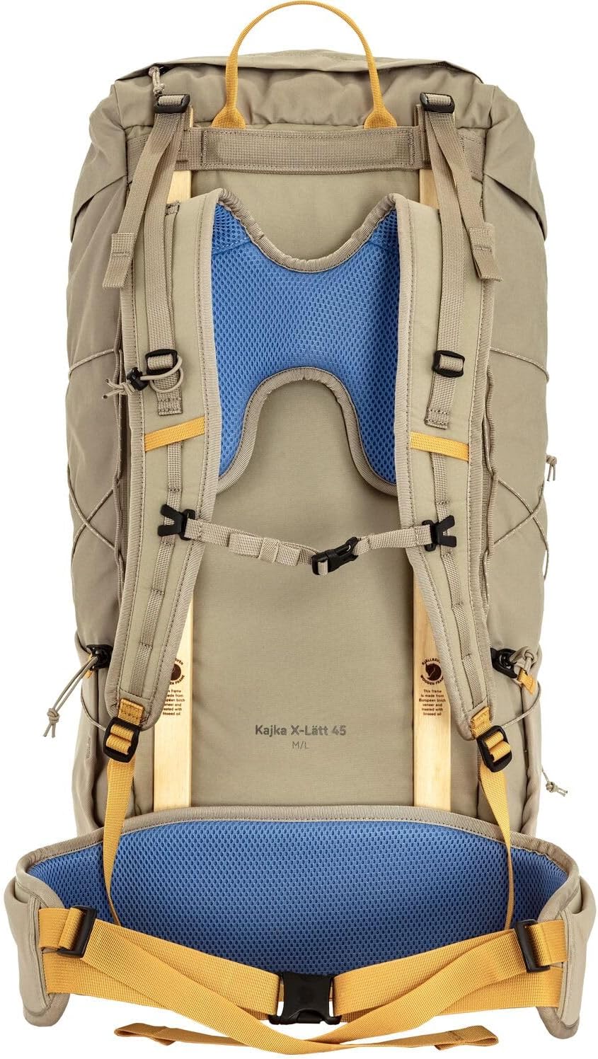 Fjällräven Kajka X-Latt 45 Trekking Backpack - Lightweight Expedition Pack, Adjustable Suspension - Hiking, Backpacking, Fossil, Small/Medium
