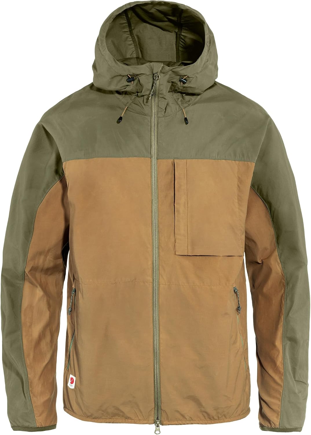 Fjällräven High Coast Wind Men's Wind Jacket - Wind Resistant Shell, Lightweight Fabric, Packable Design - Hiking, Trekking Buckwheat Brown/Green