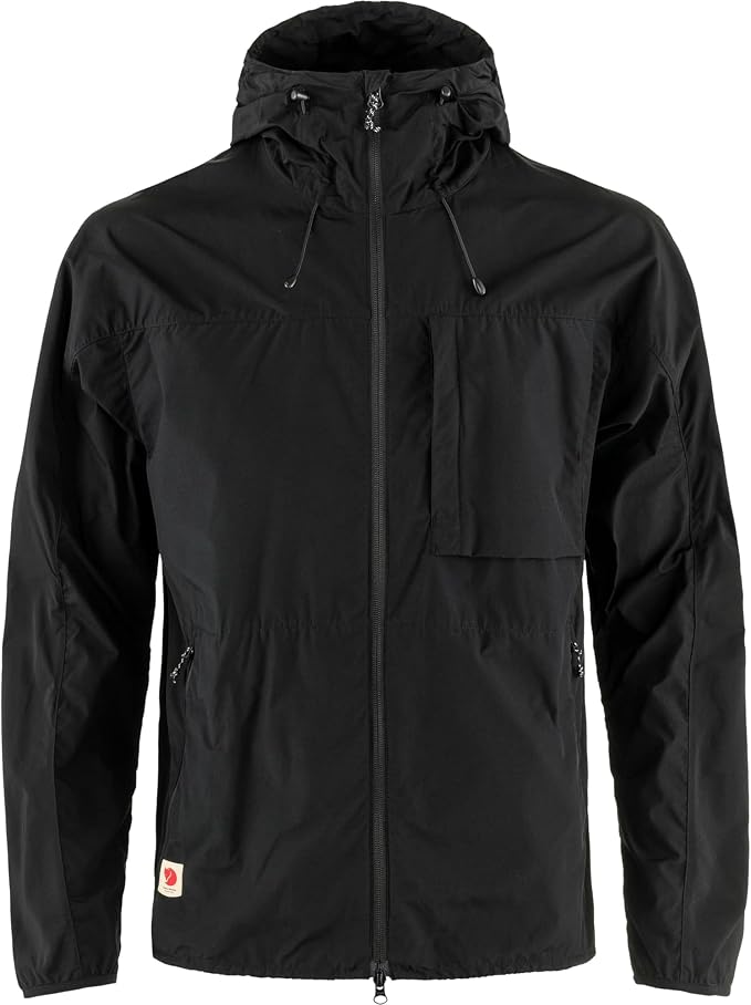Fjällräven High Coast Wind Men's Wind Jacket - Wind Resistant Shell, Lightweight Fabric, Packable Design - Hiking, Trekking Black