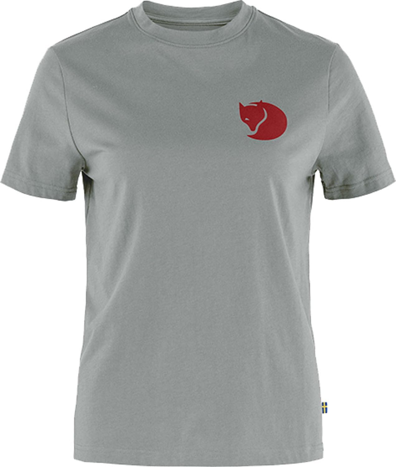 Fjällräven Fox Boxy Logo Tee Women's T-Shirt - Soft Cotton Fabric, Relaxed Boxy Fit, Fox Graphic - Hiking, Travel Grey/Melange
