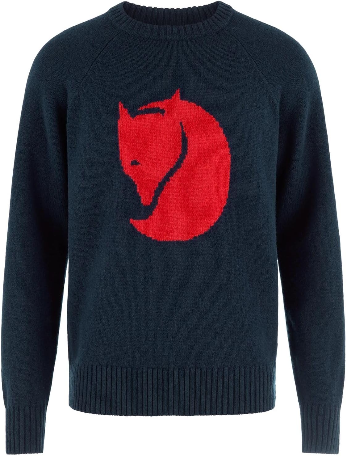 Fjallraven Logo Knit Men's Round Neck Sweater - Regular Fit Dark Navy