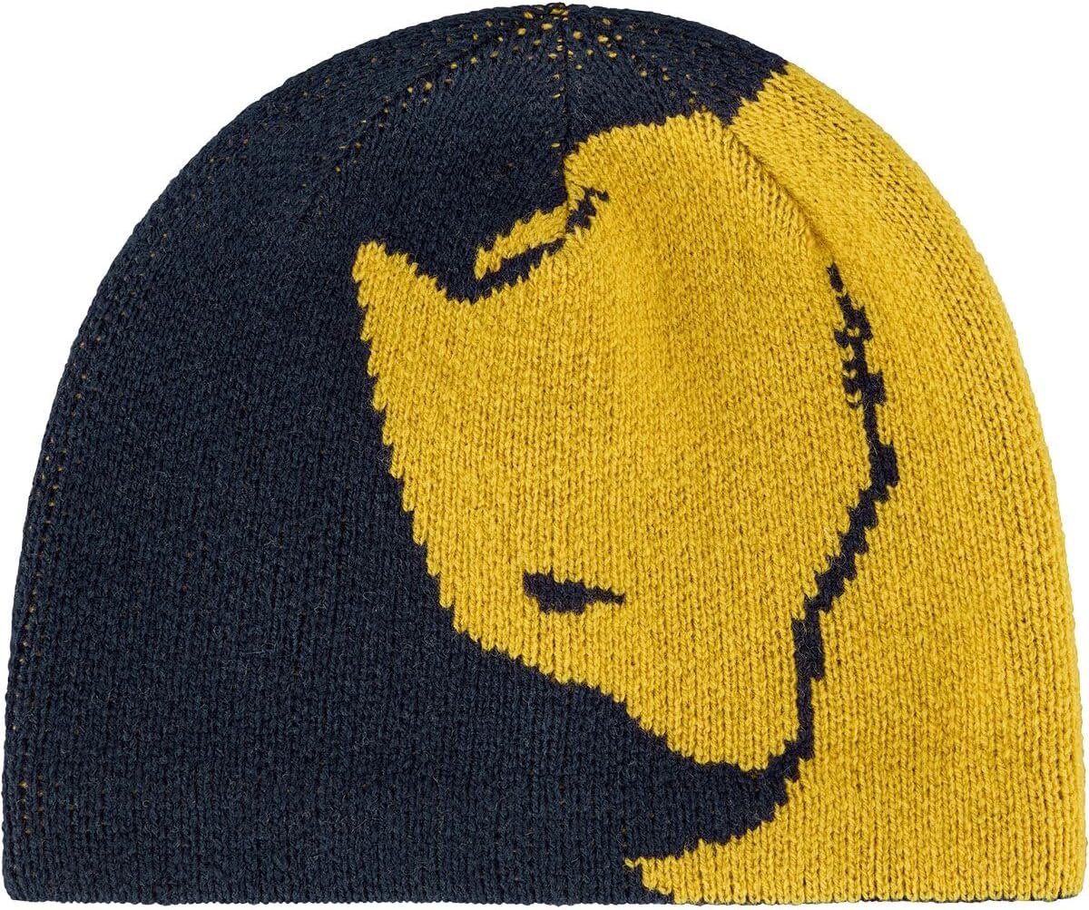 Fjallraven Bergtagen Jacquard Men's Cuffed Beanie - Mid-Height Dark Navy/Mustard Yellow