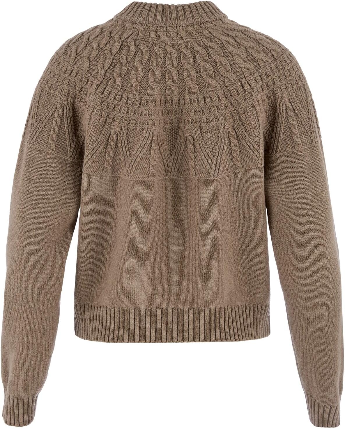 Fjallraven Ovik Solid Knit Women's Round Neck Sweater - Regular Fit Suede Brown
