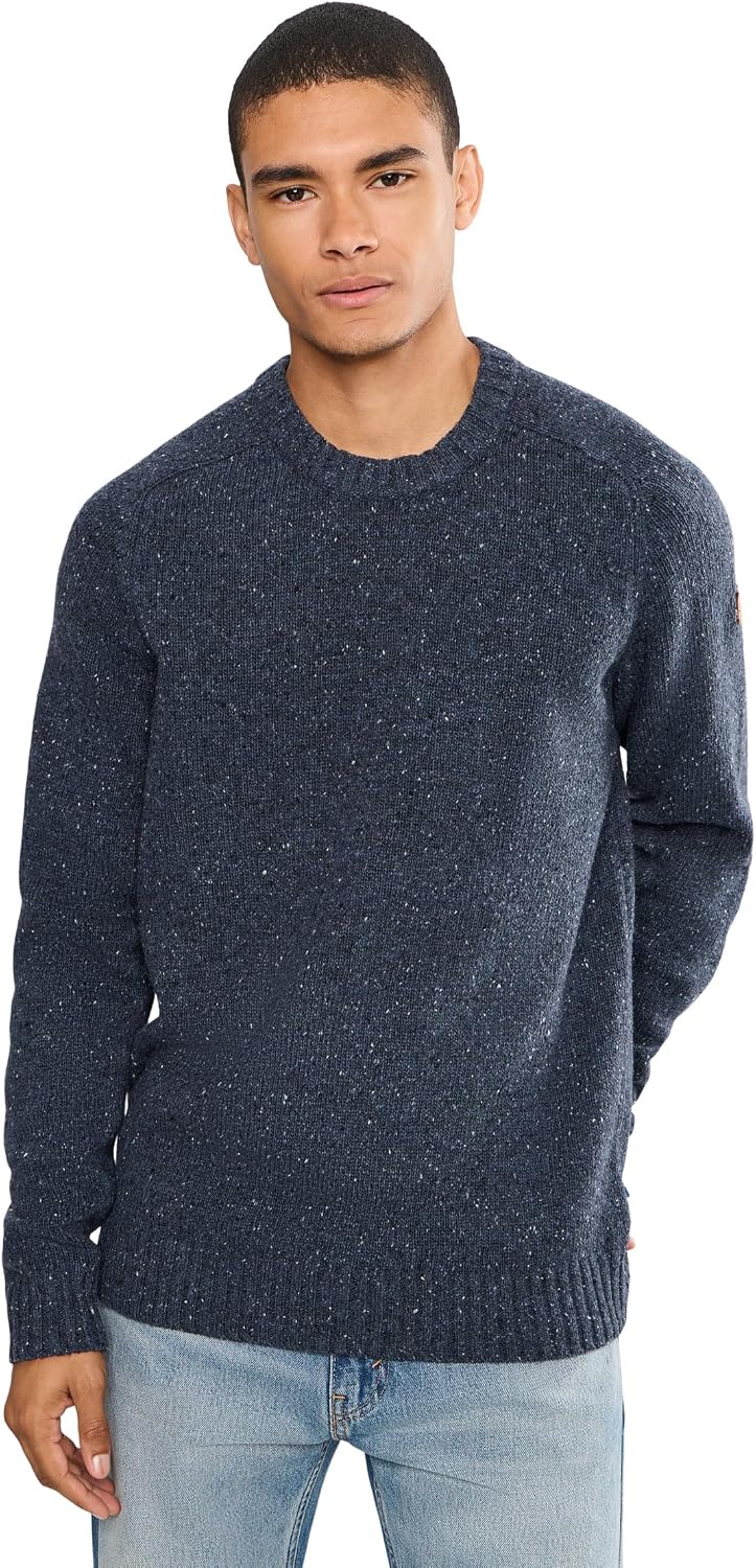 Fjallraven Ovik Neps Knit Men's Round Neck Sweater - Regular Fit Dark Navy