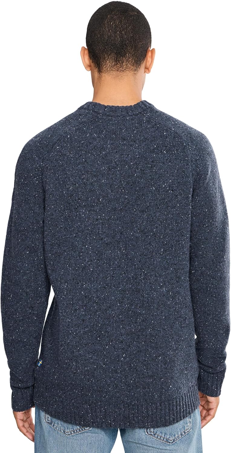 Fjallraven Ovik Neps Knit Men's Round Neck Sweater - Regular Fit Dark Navy
