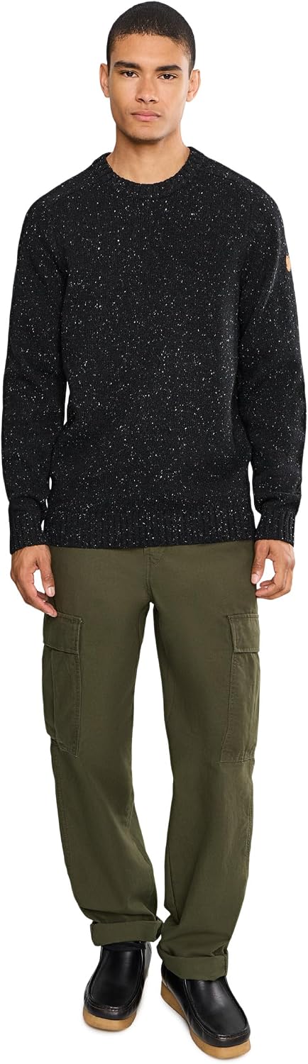 Fjallraven Ovik Neps Knit Men's Round Neck Sweater - Regular Fit Black