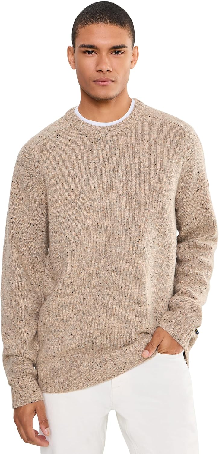Fjallraven Ovik Neps Knit Men's Round Neck Sweater - Regular Fit Light Beige