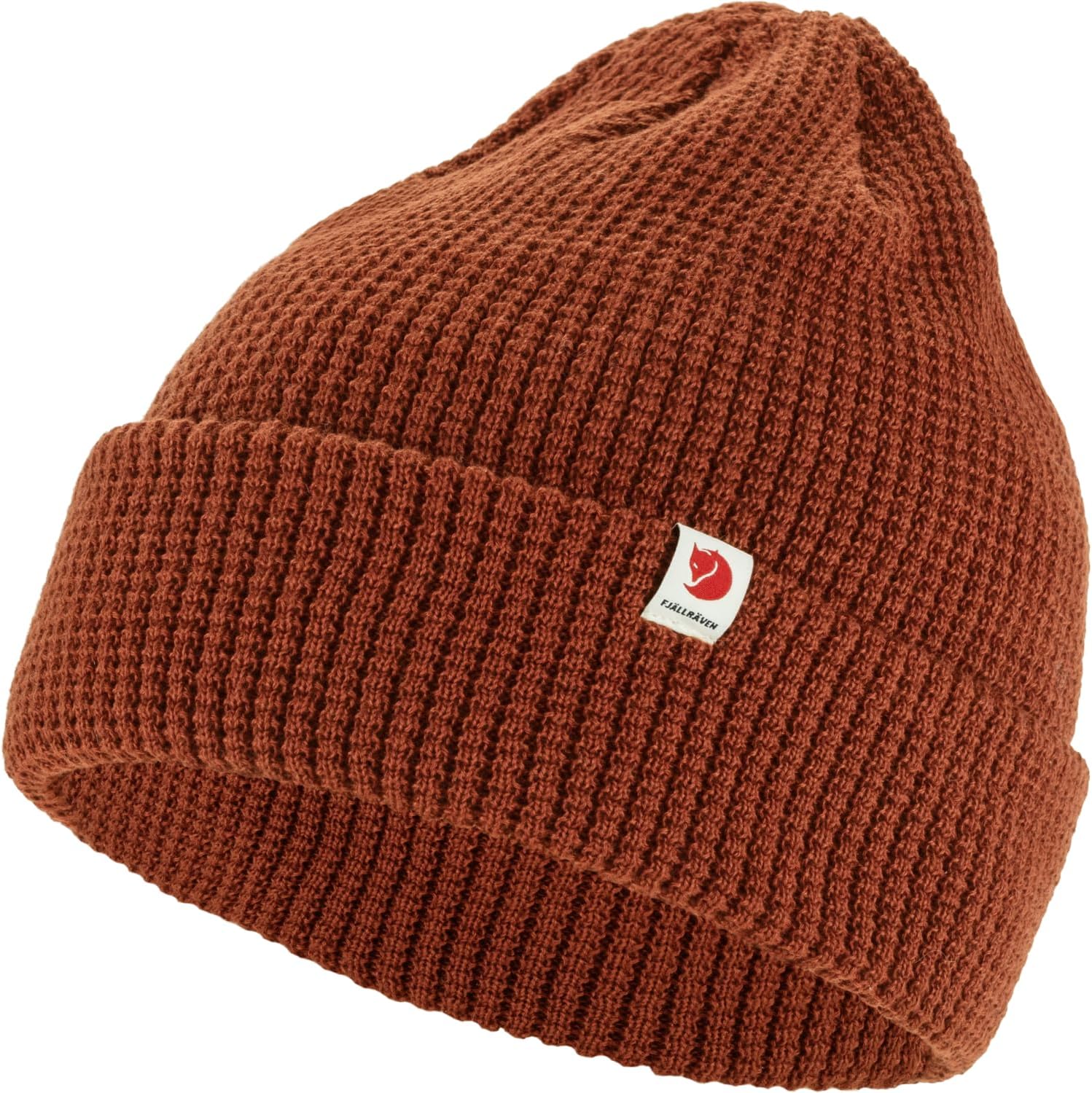 Fjällräven Tab Hat Beanie – Soft Knit Winter Skull Cap, Warm Stretch Fit, Outdoor & Everyday Wear Autumn Leaf