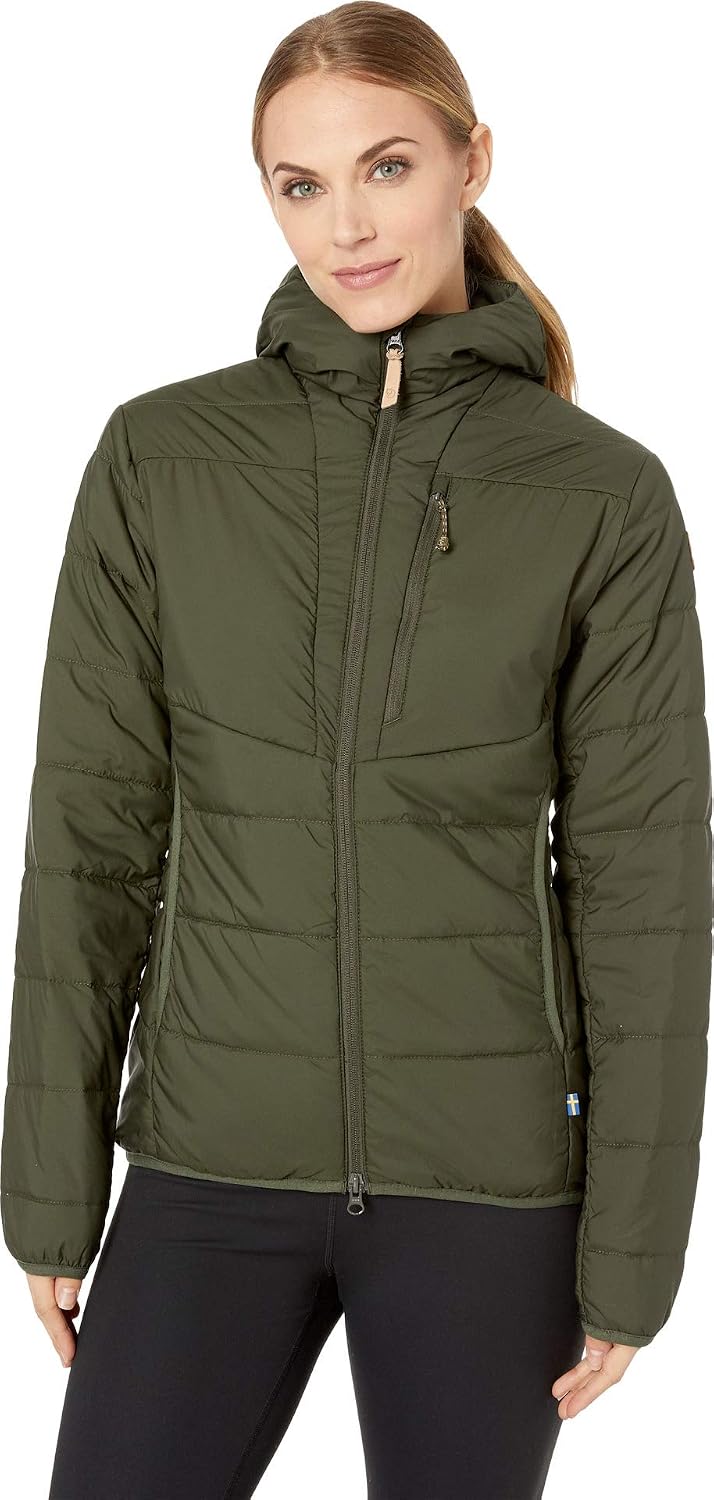 Fjällräven Keb Padded Hoodie Women's Jacket - Lightweight, Insulated, Weather Resistant Fabric - Hiking, Trekking Deep Forest