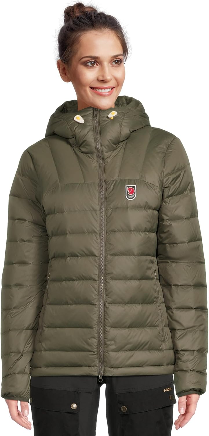 Fjällräven Expedition Pack Down Hoodie Women's Jacket - Lightweight Packable Insulated Winter Midlayer for Hiking Outdoor Deep Forest