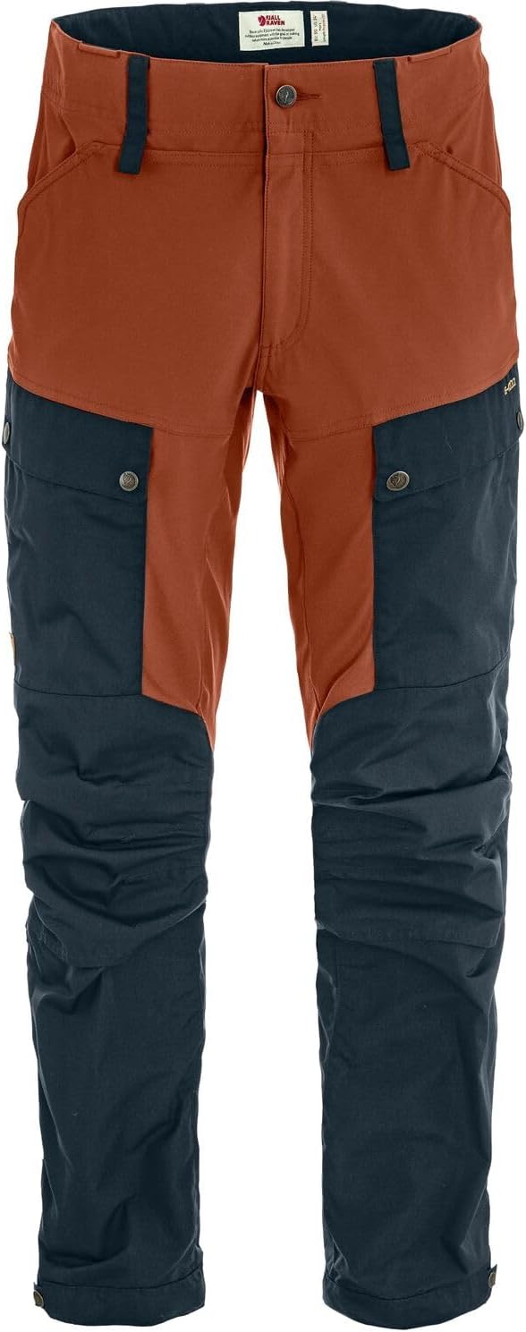 Fjällräven Keb Men's Trekking Trousers - Durable, Water Resistant, Vented, Reinforced Stretch Fabric - Hiking, Trekking Dark Navy/Autumn Leaf