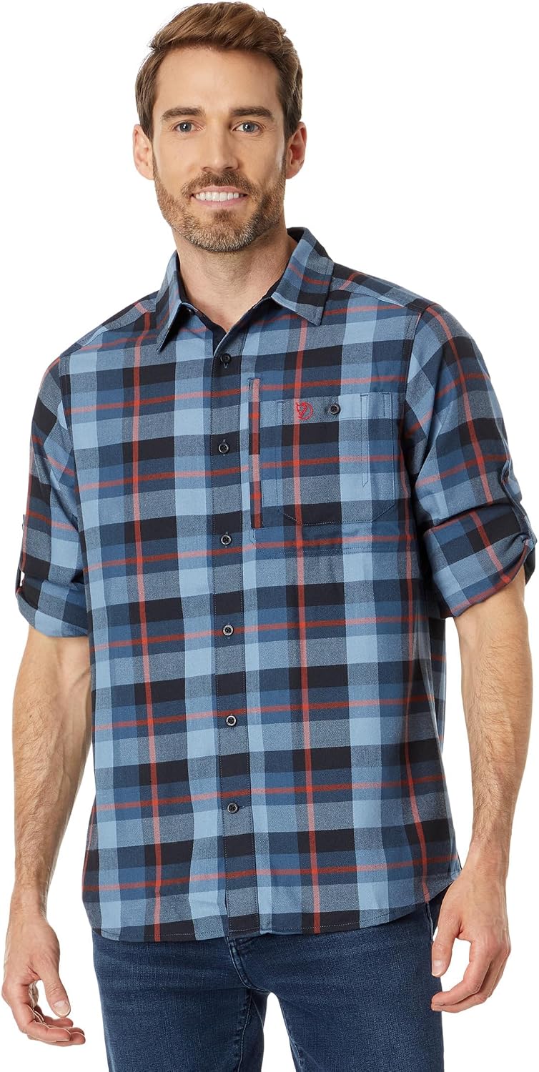 Fjallraven Fjallglim Relaxed Shirt Men's Long Sleeve Flannel Indigo Blue/Dawn Blue