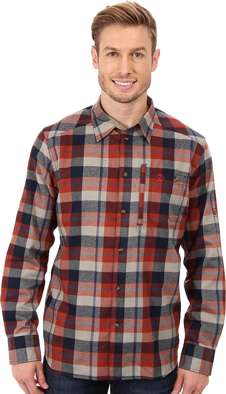Fjallraven Fjallglim Relaxed Shirt Men's Long Sleeve Flannel Autumn Leaf