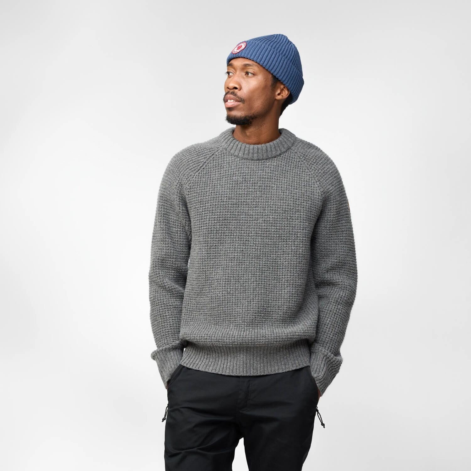 Fjallraven 1960 Lite Logo Men's Cuffed Beanie - Mid-Height Black