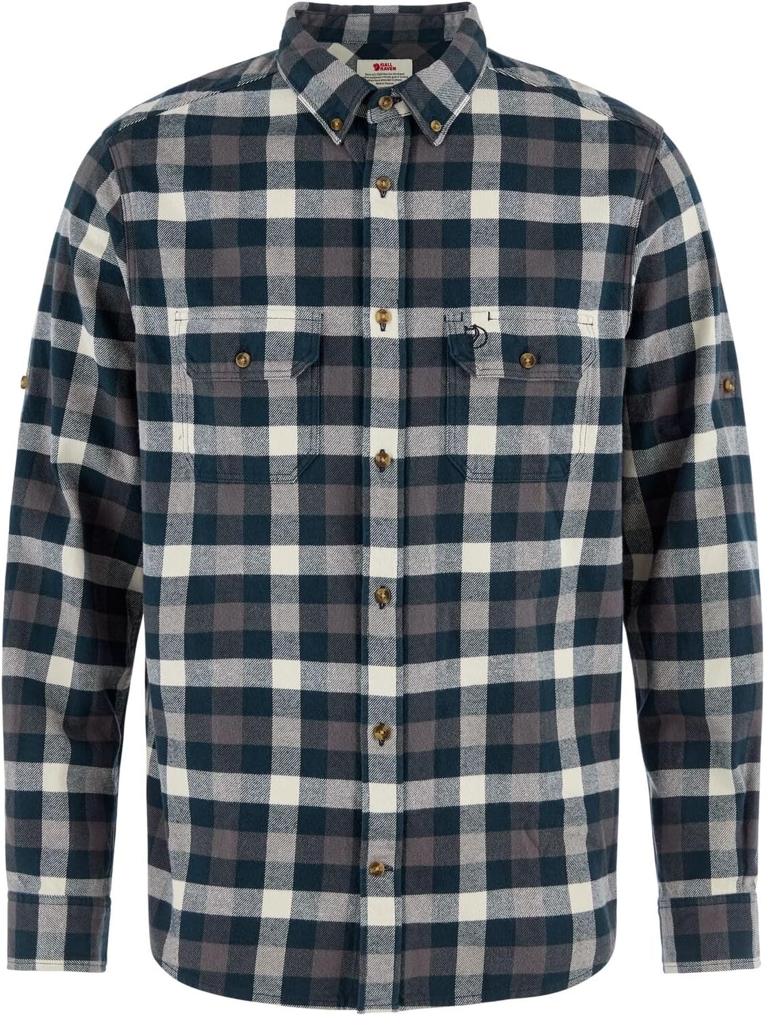Fjallraven Skog Relaxed Men's Long Sleeve Shirt, Organic Cotton - Relaxed Fit Dark Navy/Chalk White
