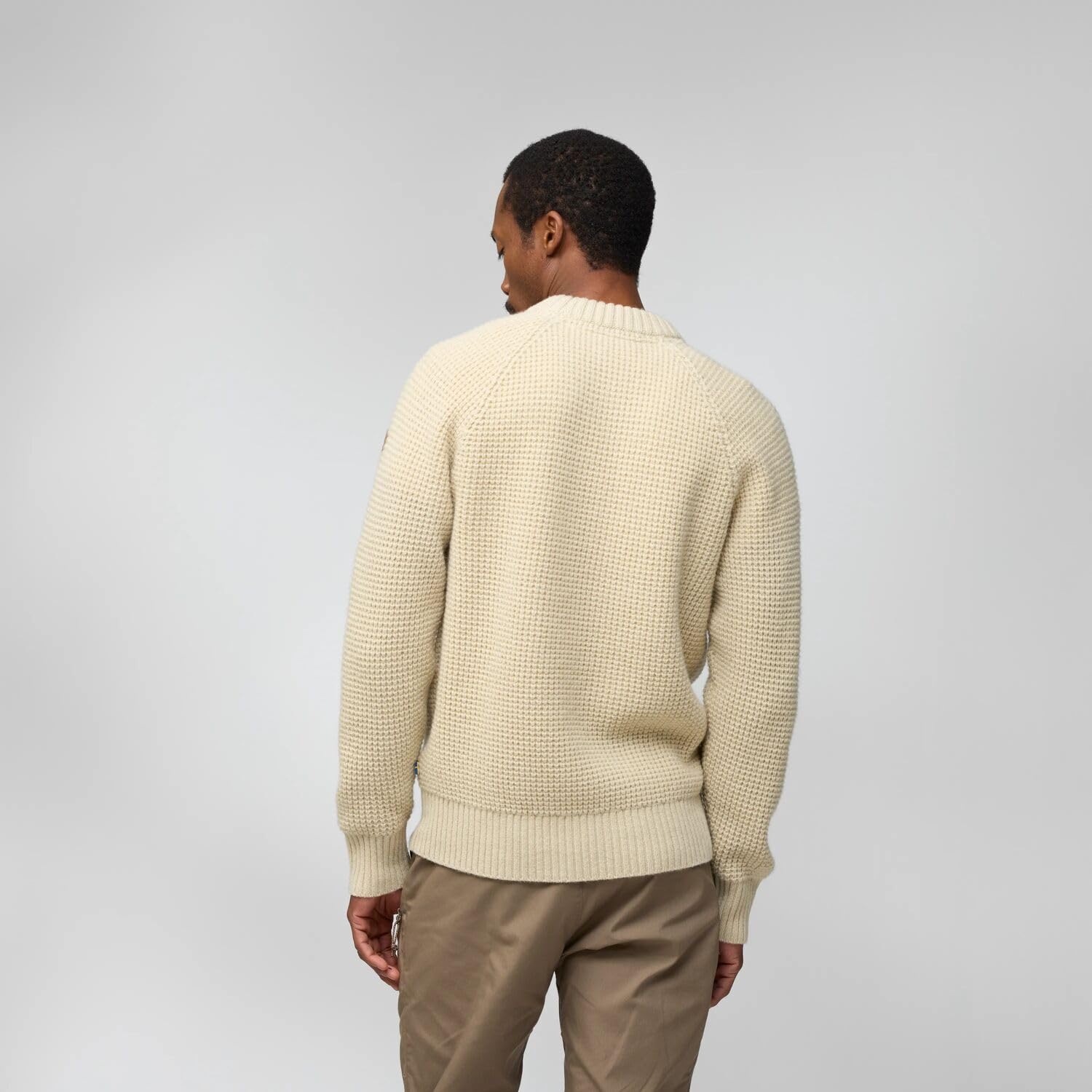 Fjallraven Ovik Waffle Knit Men's Round Neck Sweater - Regular Fit Navy
