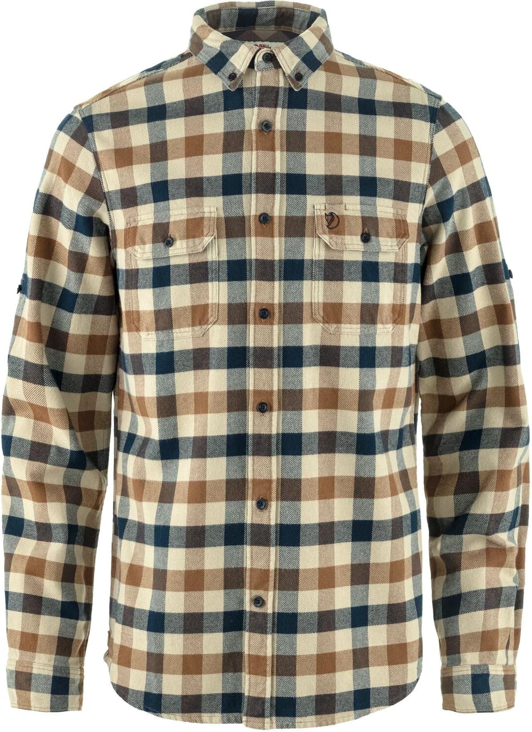 Fjällräven Skog Shirt Men's Shirt - Durable Comfortable Flannel Button Up for Outdoor Everyday Wear Fossil/Dark Navy