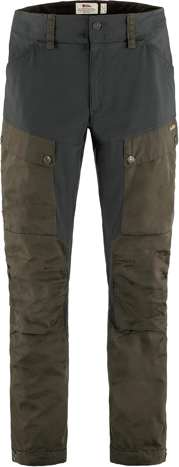 Fjällräven Keb Men's Trekking Trousers - Durable, Water Resistant, Vented, Reinforced Stretch Fabric - Hiking, Trekking Dark Olive/Dark Grey