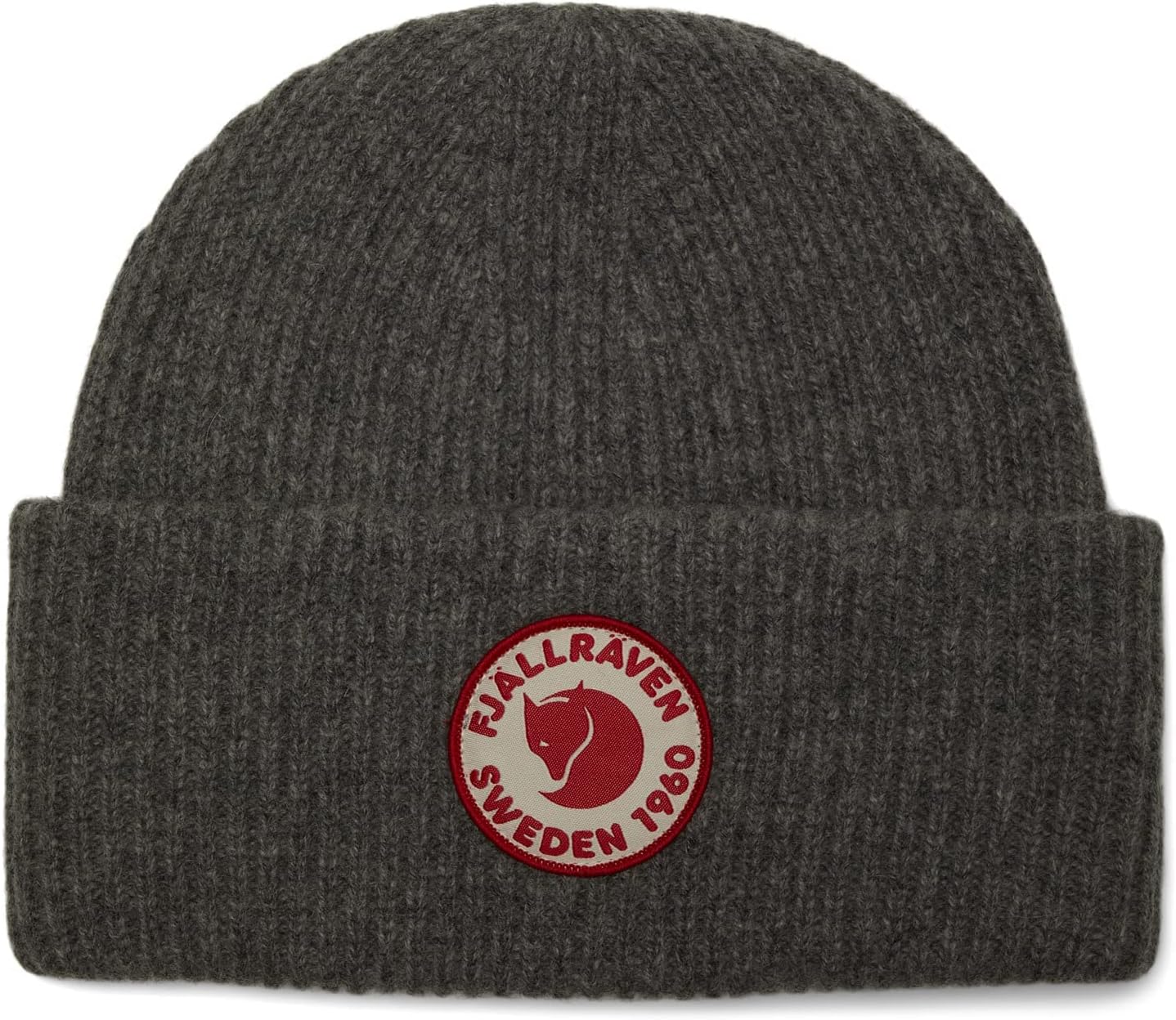 Fjällräven 1960 Logo Hat Beanie - Knit Winter Cap with Folded Cuff, Warm Soft Everyday Outdoor Hat Grey