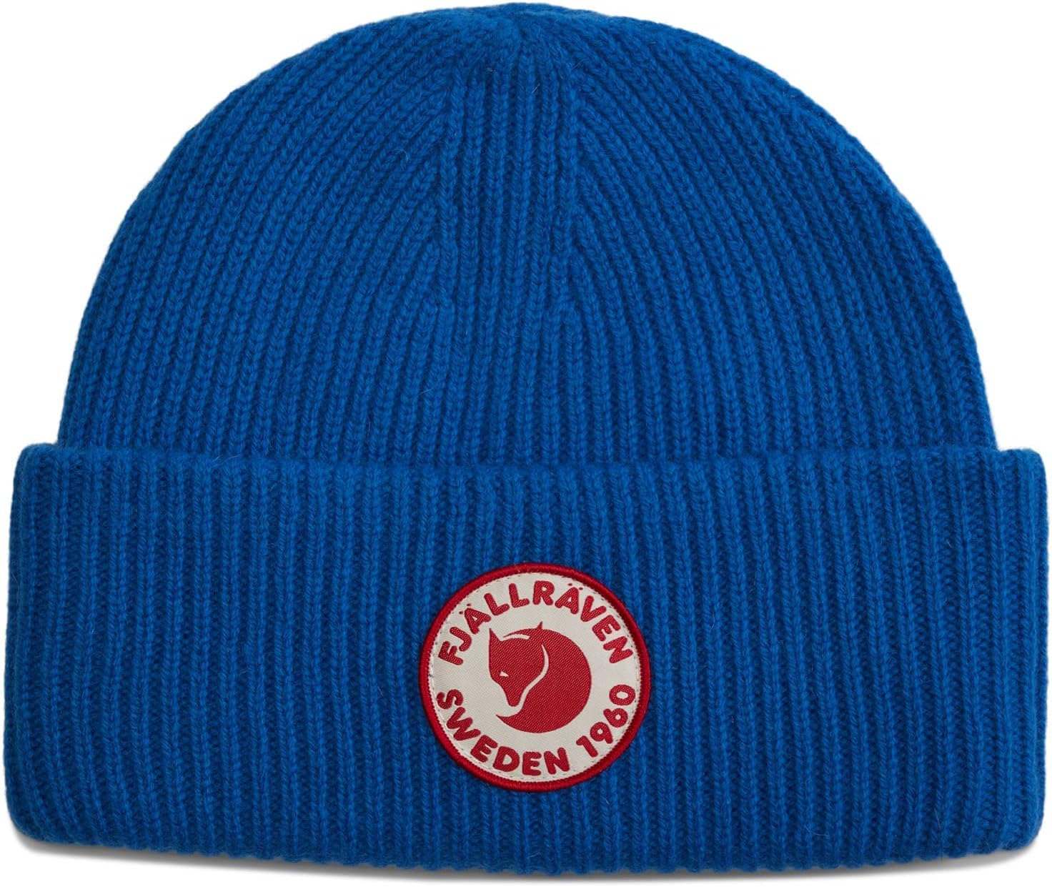 Fjällräven 1960 Logo Hat Beanie - Knit Winter Cap with Folded Cuff, Warm Soft Everyday Outdoor Hat Alpine Blue