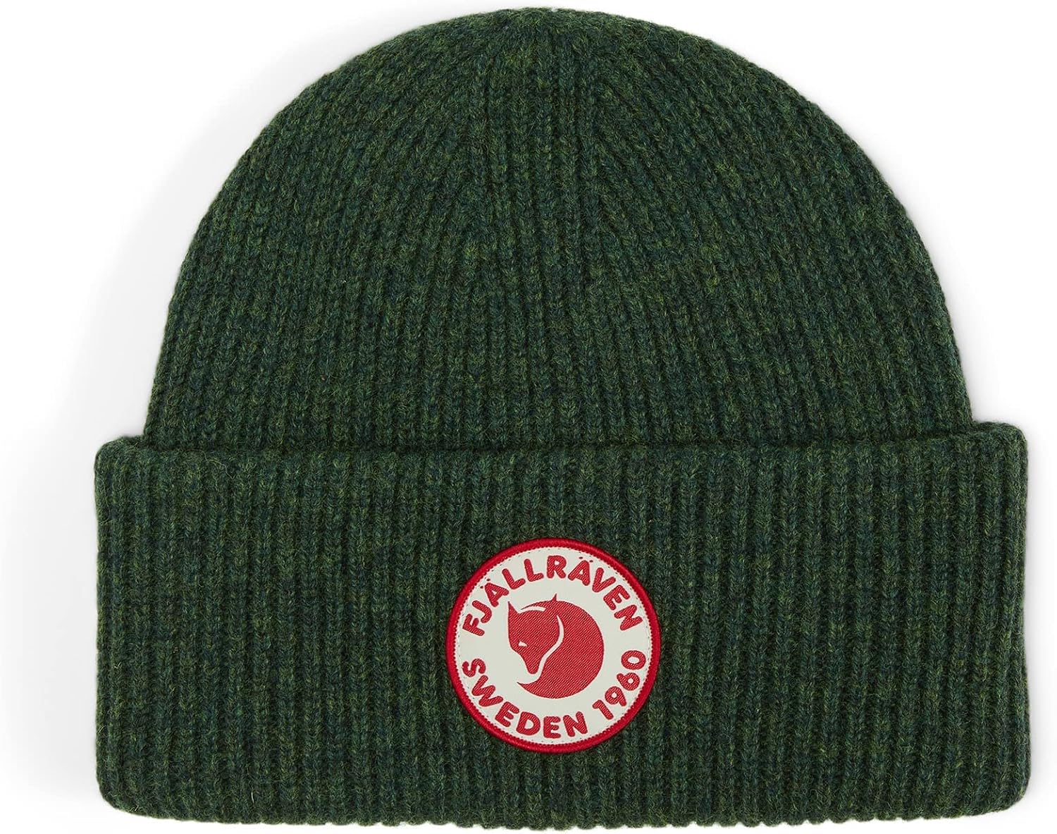 Fjällräven 1960 Logo Hat Beanie - Knit Winter Cap with Folded Cuff, Warm Soft Everyday Outdoor Hat Deep Forest