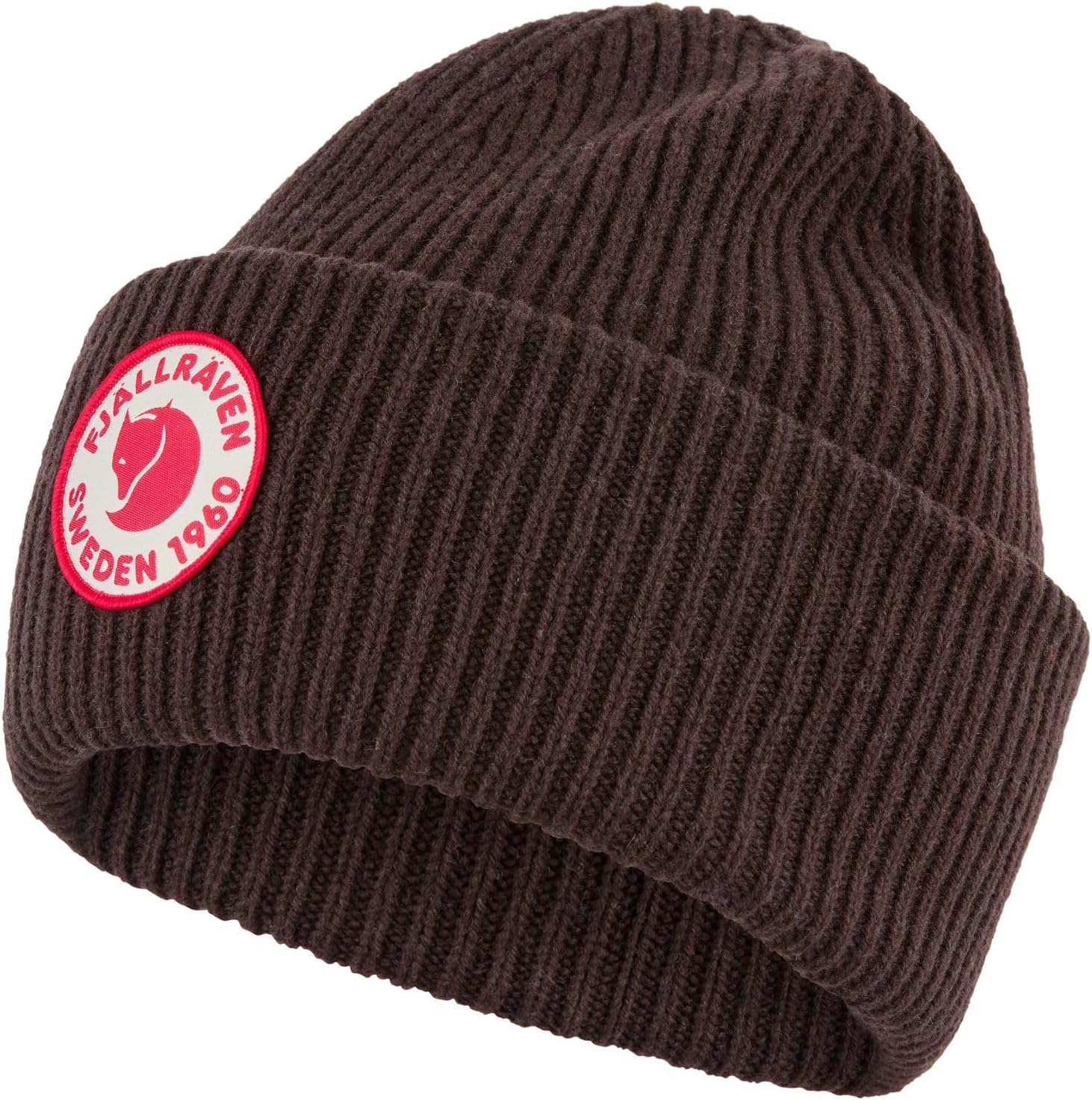 Fjällräven 1960 Logo Hat Beanie - Knit Winter Cap with Folded Cuff, Warm Soft Everyday Outdoor Hat Black Oak