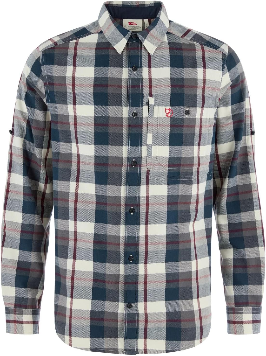 Fjallraven Fjallglim Regular Men's Long Sleeve Shirt, Recycled Polyester - Regular Fit Dark Navy/Chalk White