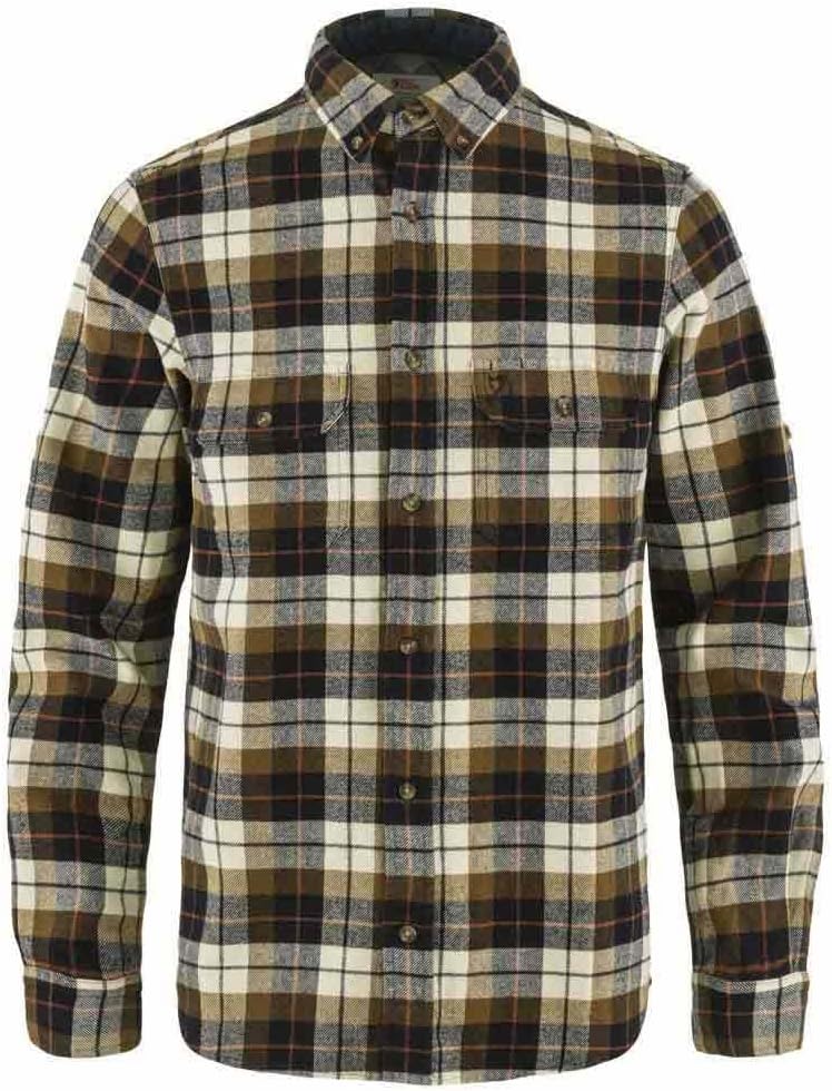 Fjällräven Singi Heavy Flannel Shirt Men's Shirt - Warm Durable Button Up for Outdoor Everyday Wear Chalk White/Dark Navy