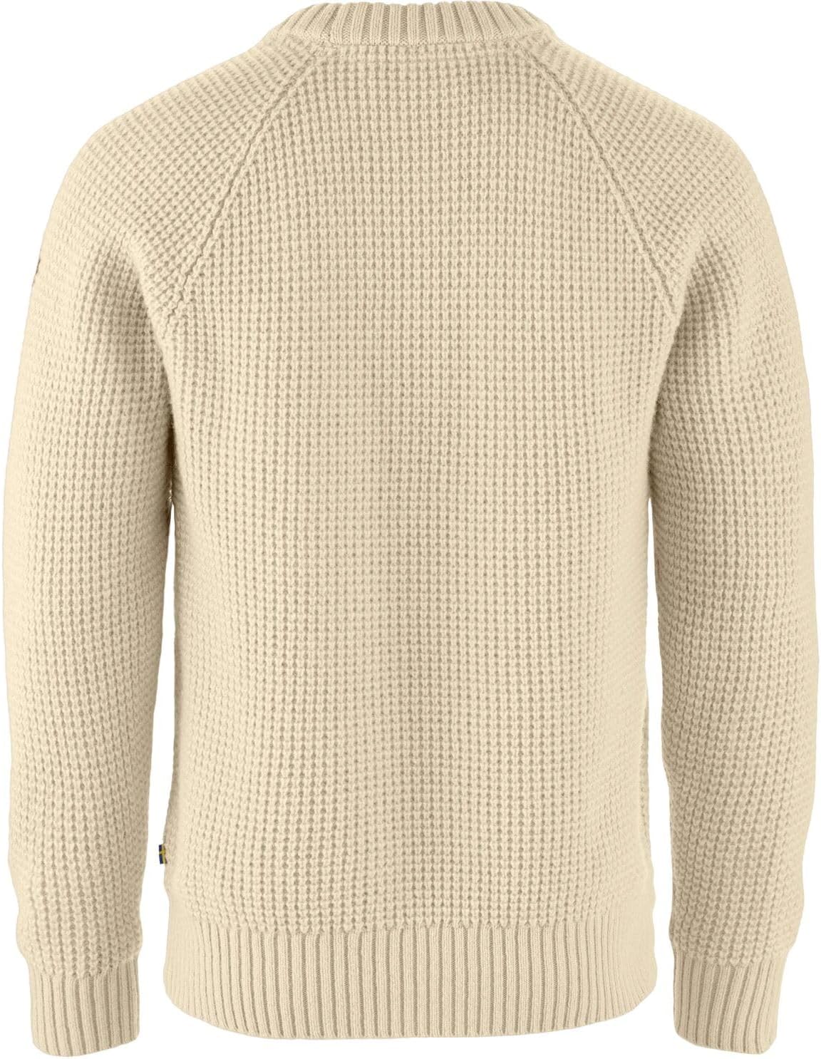 Fjallraven Ovik Waffle Knit Men's Round Neck Sweater - Regular Fit Light Beige