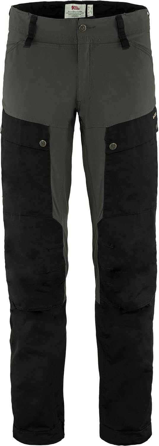 Fjällräven Keb Men's Trekking Trousers - Durable, Water Resistant, Vented, Reinforced Stretch Fabric - Hiking, Trekking Black/Stone Grey