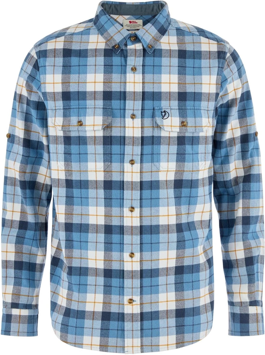 Fjällräven Singi Heavy Flannel Shirt Men's Shirt - Warm Durable Button Up for Outdoor Everyday Wear Dawn Blue-eggshell