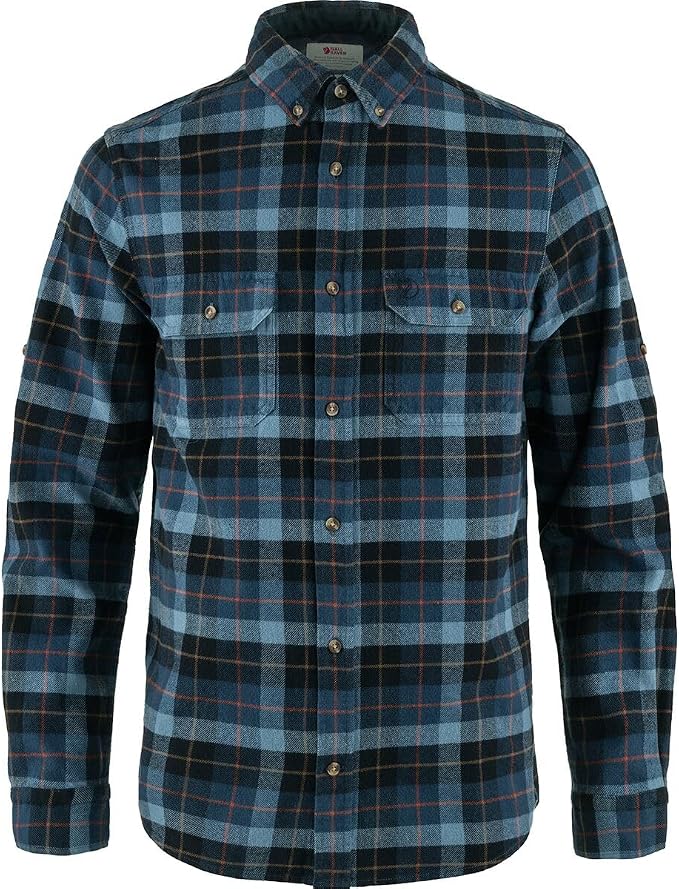 Fjällräven Singi Heavy Flannel Shirt Men's Shirt - Warm Durable Button Up for Outdoor Everyday Wear Dark Navy/Indigo Blue