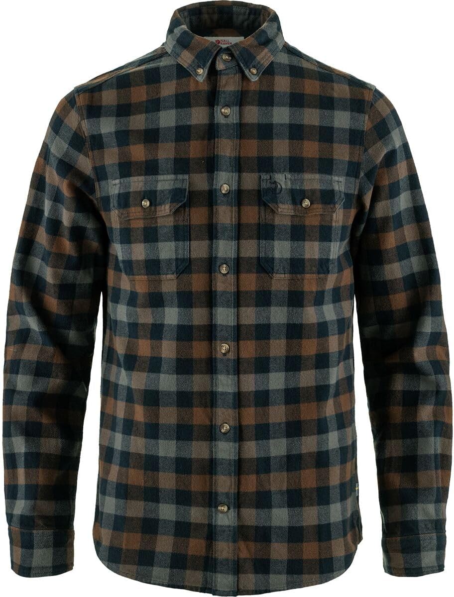 Fjällräven Skog Shirt Men's Shirt - Durable Comfortable Flannel Button Up for Outdoor Everyday Wear Dark Navy/Dark Oak