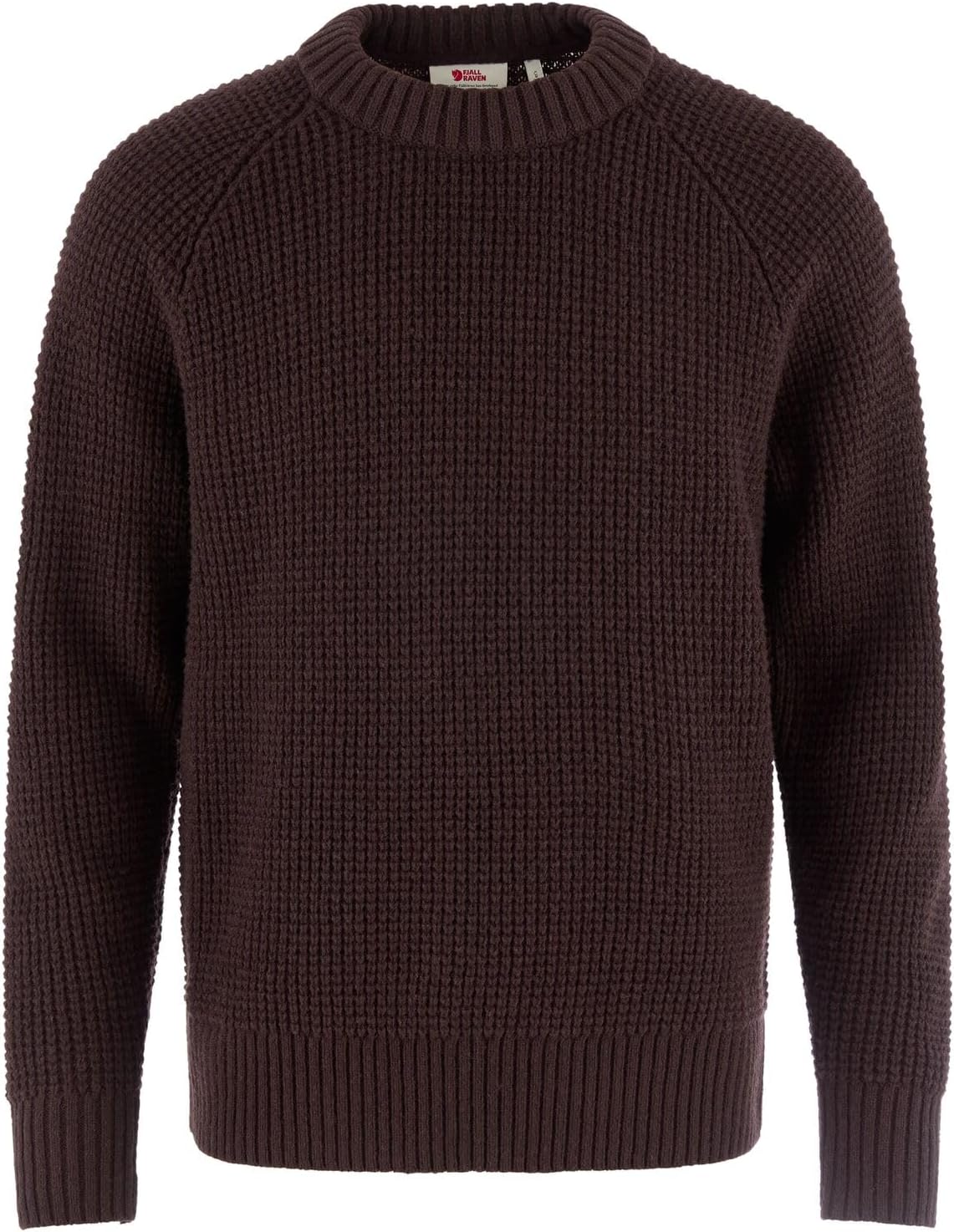 Fjallraven Ovik Waffle Knit Men's Round Neck Sweater - Regular Fit Black Oak