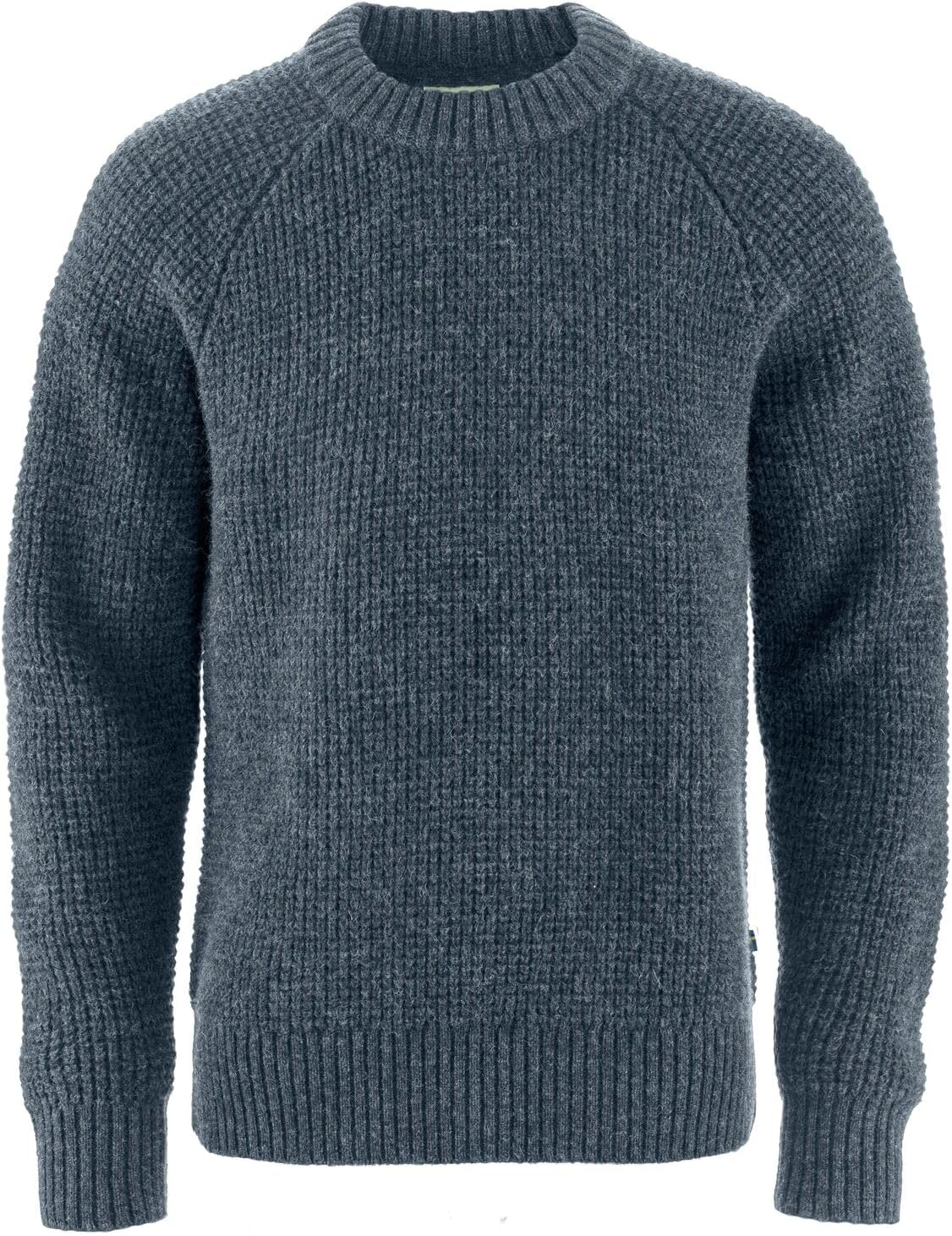 Fjallraven Ovik Waffle Knit Men's Round Neck Sweater - Regular Fit Navy