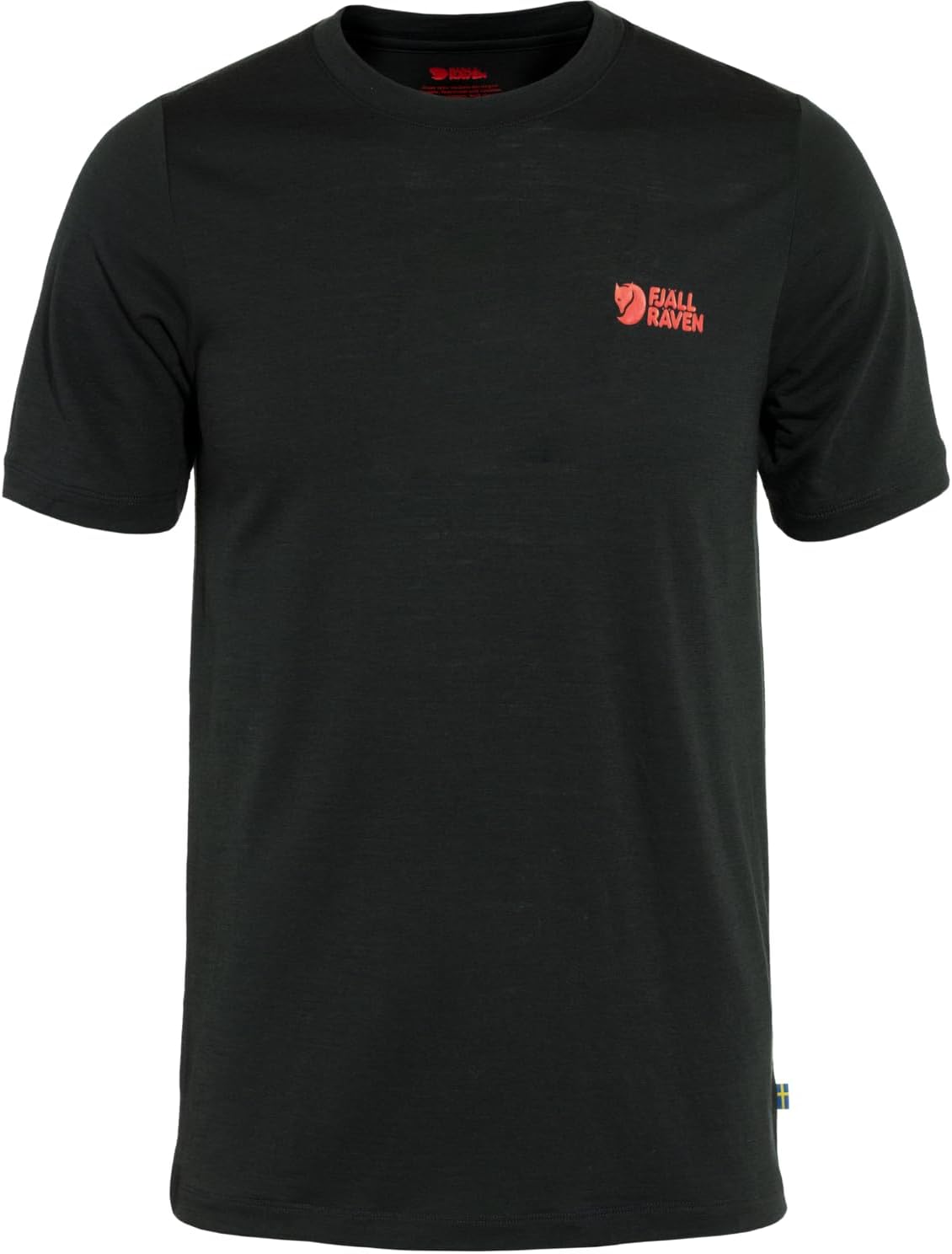 Fjallraven Abisko Wool Logo Men's Short Sleeve Shirt, Merino Wool Blend - Slim Fit Black