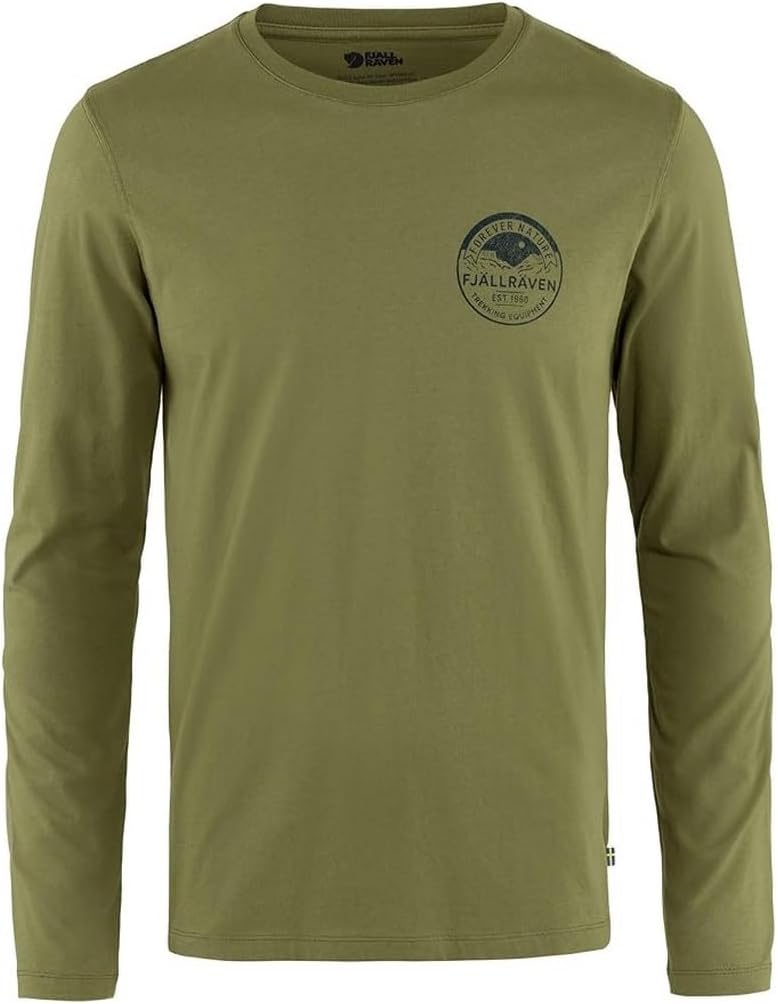 Fjallraven Forever Nature Badge Men's Long Sleeve Shirt, Organic Cotton - Regular Fit Caper Green