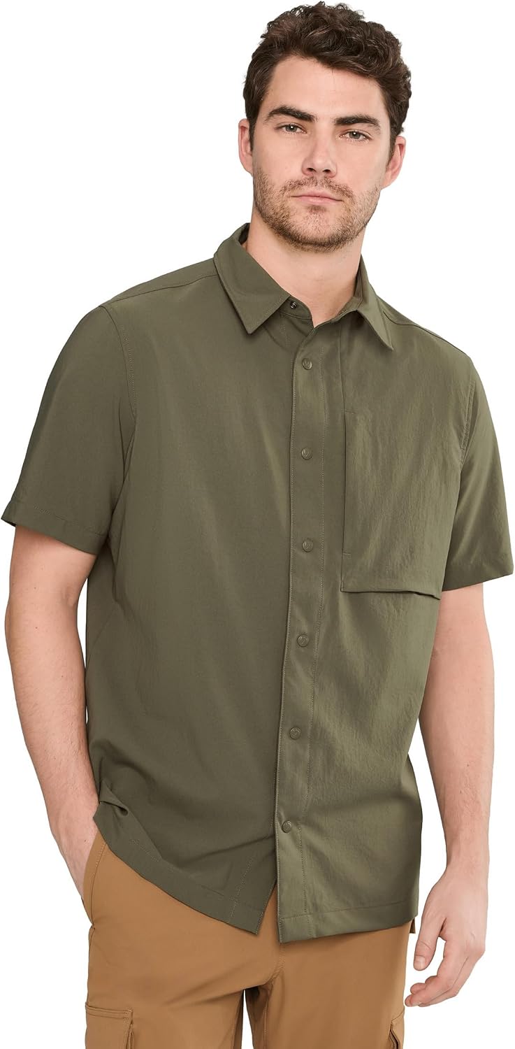 Fjällräven High Coast Pack Men's Short Sleeve Shirt - Quick Dry, Lightweight Fabric, Packable Design - Hiking, Travel Laurel Green