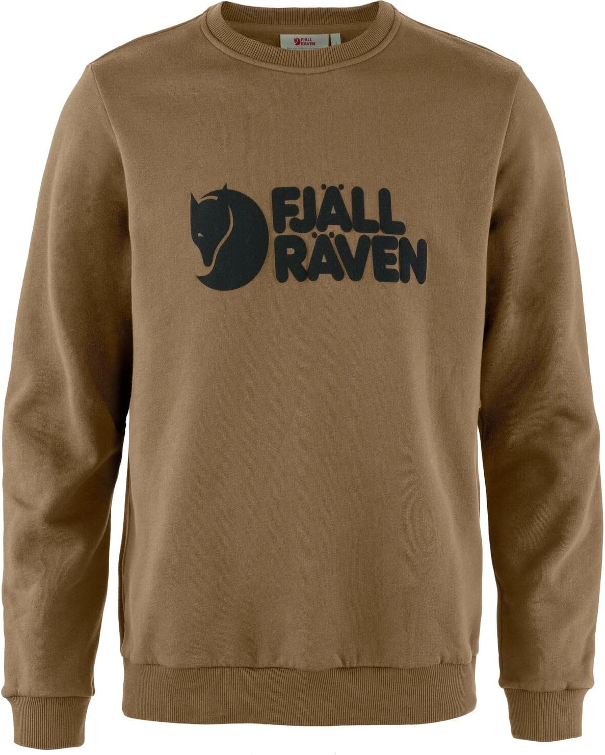 Fjällräven Logo Sweater Men's Sweatshirt - Soft Fleece, Classic Crewneck, Organic Cotton Blend - Hiking, Travel Wood Brown