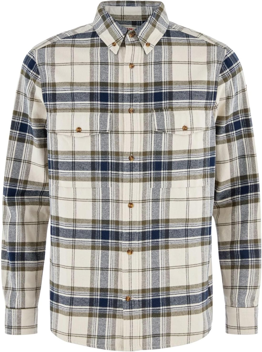 Fjallraven Ovik Twill Men's Long Sleeve Shirt, Organic Cotton - Relaxed Fit Chalk White/Dark Navy