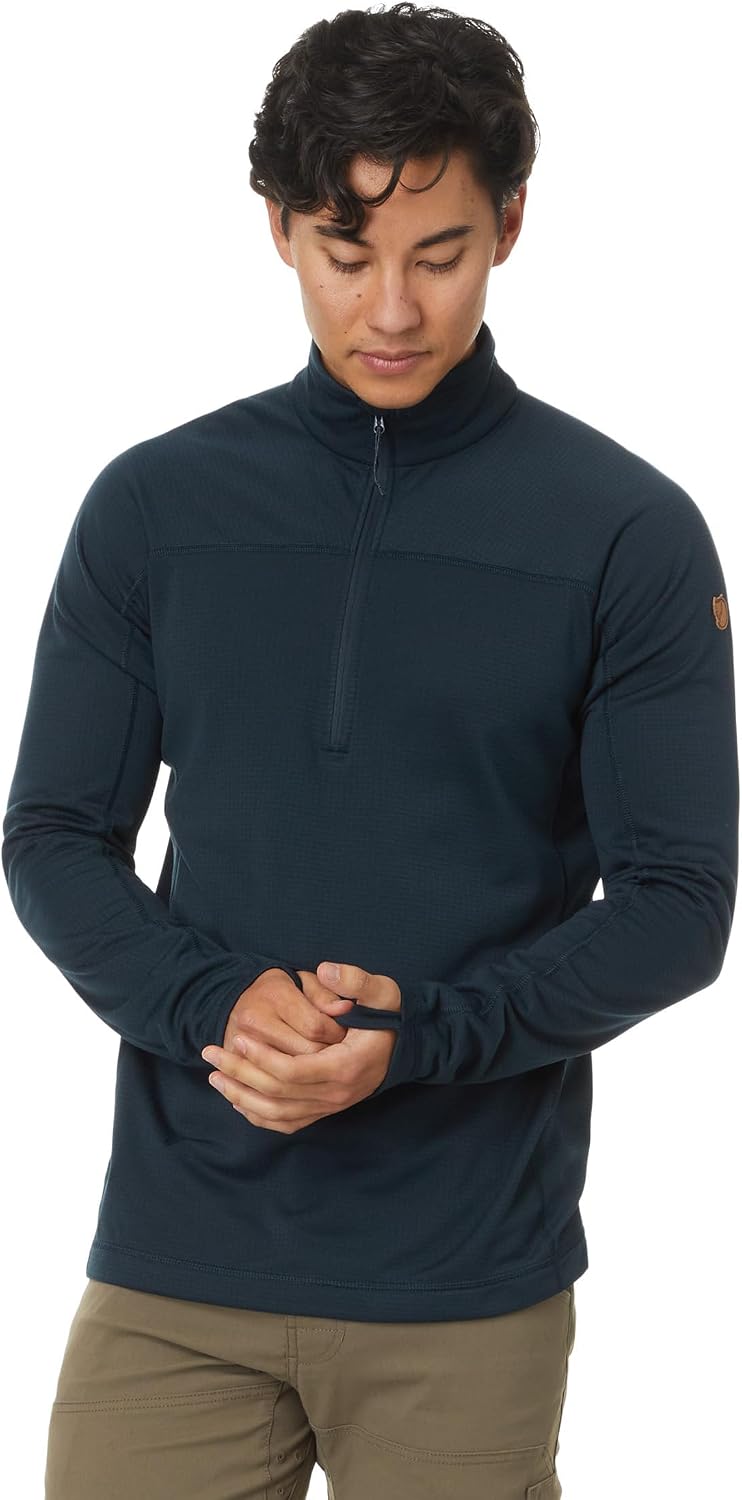 Fjällräven Abisko Lite Men's Half Zip Fleece - Breathable, Comfortable, Lightweight Fleece Warmth - Hiking, Trekking Dark Navy