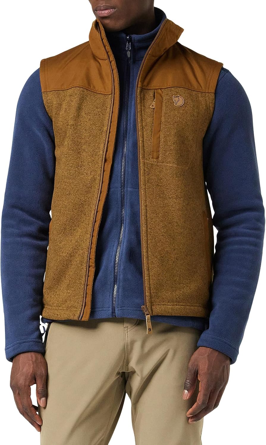 Fjallraven Buck Men's Fleece Full-Zip Midlayer Vest Chestnut