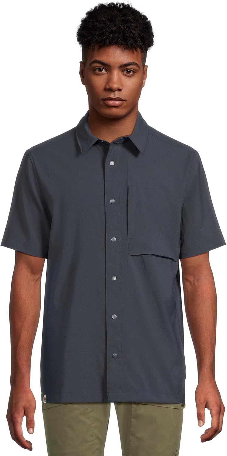 Fjällräven High Coast Pack Men's Short Sleeve Shirt - Quick Dry, Lightweight Fabric, Packable Design - Hiking, Travel Dark Navy