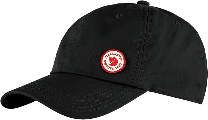 Fjällräven Logo Cap - Durable Cotton Fabric, Adjustable Fit, Classic Style - Hiking, Travel Black
