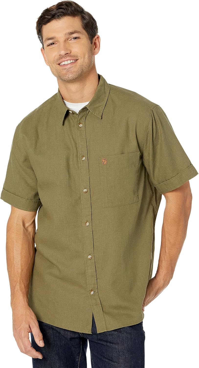 Fjällräven Ovik Men's Short Sleeve Shirt - Lightweight, Breathable, Comfortable Fabric - Hiking, Travel Green