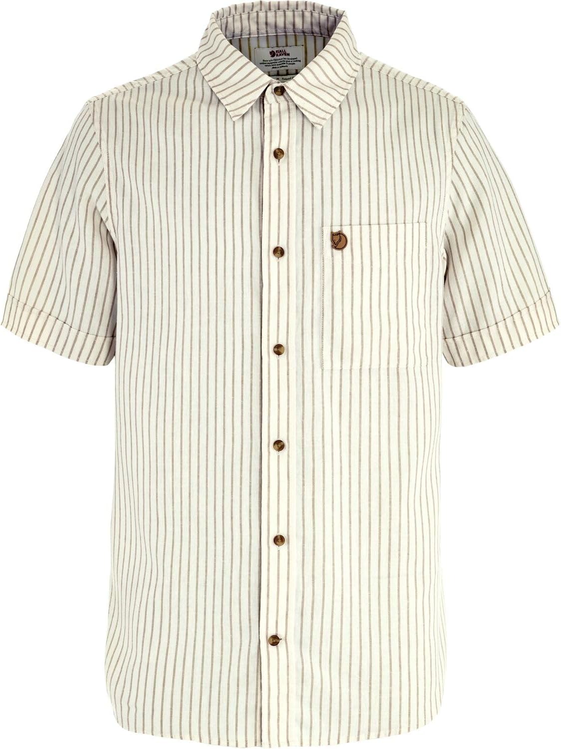 Fjällräven Ovik Men's Short Sleeve Shirt - Lightweight, Breathable, Comfortable Fabric - Hiking, Travel Chalk White/Sand Stone