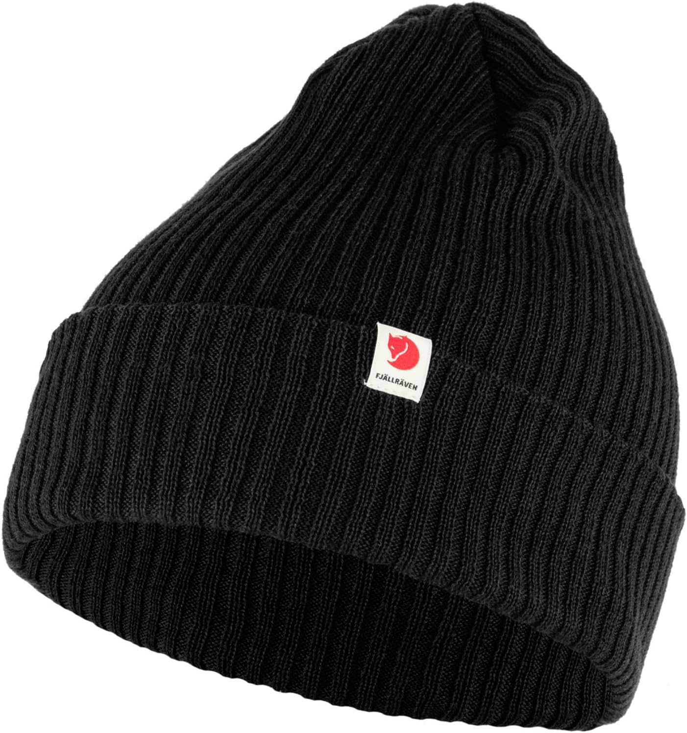 Fjällräven Rib Hat Beanie - Warm Soft Stretch Knit Winter Cap for Outdoor Everyday Wear Black