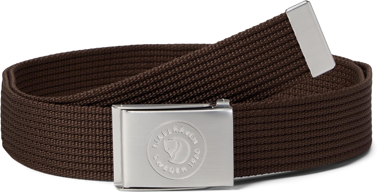 Fjällräven 1960 Logo Belt - Durable Webbing, Adjustable Buckle, Classic Style - Hiking, Travel Dark Olive