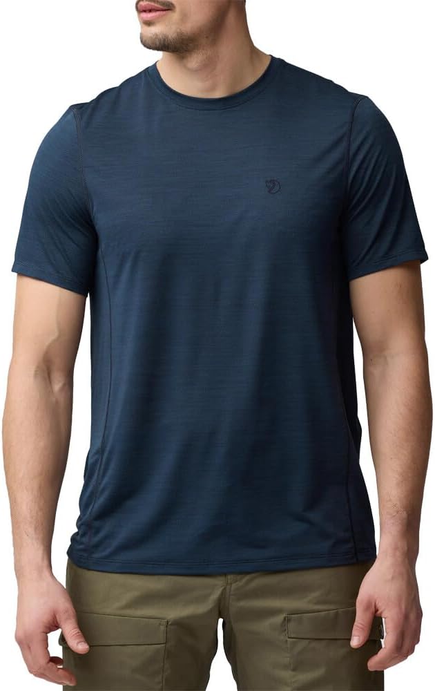Fjällräven Abisko Lite Men's Short Sleeve Shirt - Comfortable, Lightweight, Breathable Fabric - Hiking, Travel Dark Navy